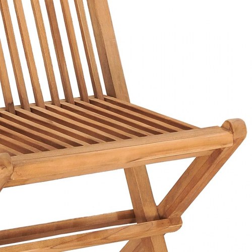 Udendørs spisebordssæt 3 dele - foldbart massivt teaktræ med beige hynder