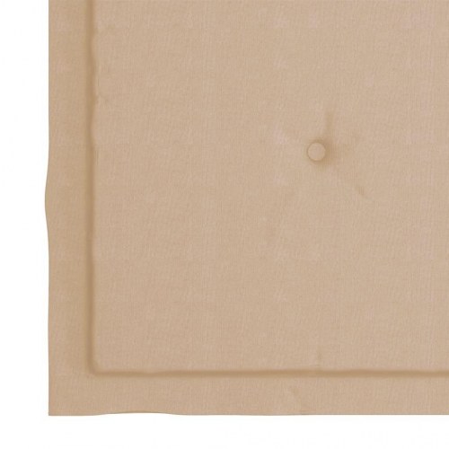 Udendørs spisebordssæt 3 dele - foldbart massivt teaktræ med beige hynder