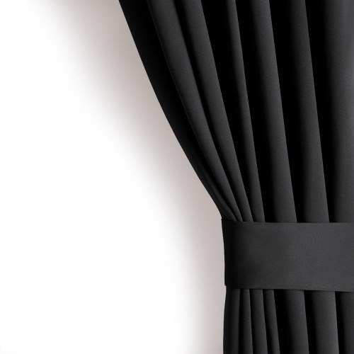 Mørklægningsgardin blackout 200x245 cm - sort, klassisk med bånd
