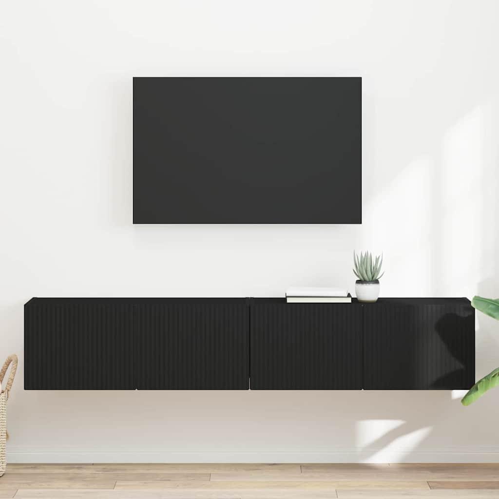 TV vægskab 2 stk Sort 60 x 31 x 29.5 cm Konstrueret træ billede