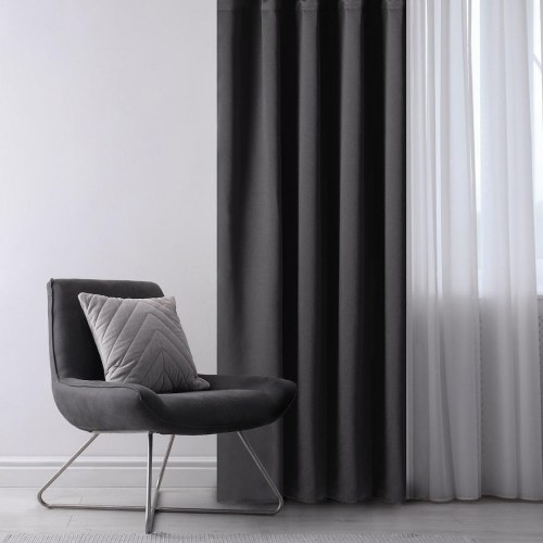 Mørklægningsgardin blackout 200x245 cm - sort, klassisk med bånd