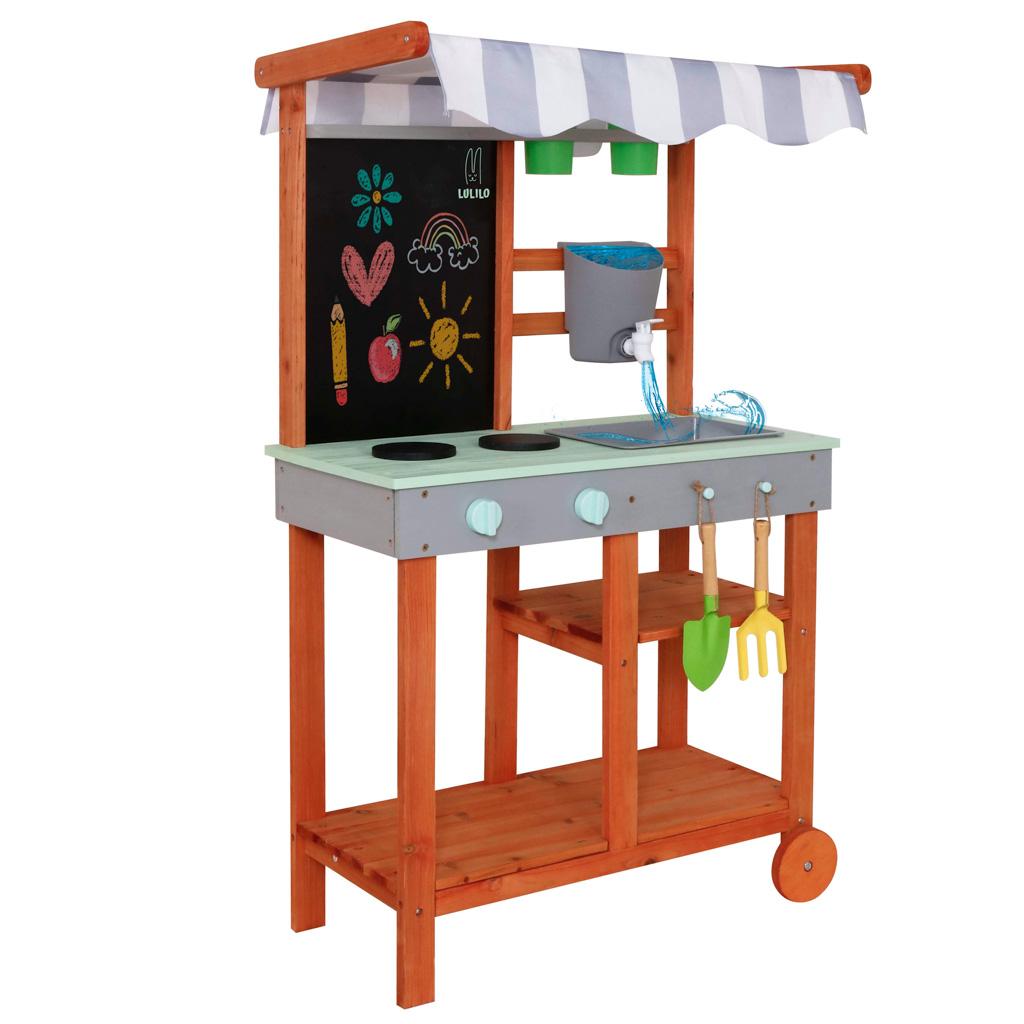 Mud kitchen i træ til haven - Lulilo Sableto med tilbehør, 110,5 cm billede