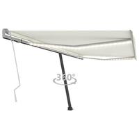 Markise m. LED-lys 400x300 cm manuel betjening cremefarvet