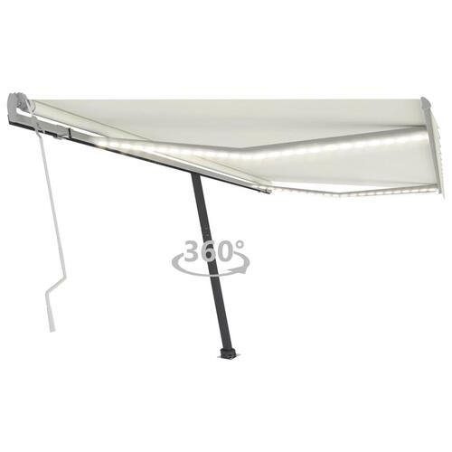 Markise m. LED-lys 400x300 cm manuel betjening cremefarvet