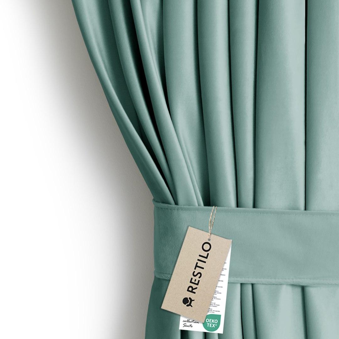 Mørklægningsgardin fløjl 140×245 cm mintgrøn - AmeliaHome billede
