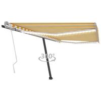 Markise m. LED-lys 400x300 cm manuel betjening gul og hvid
