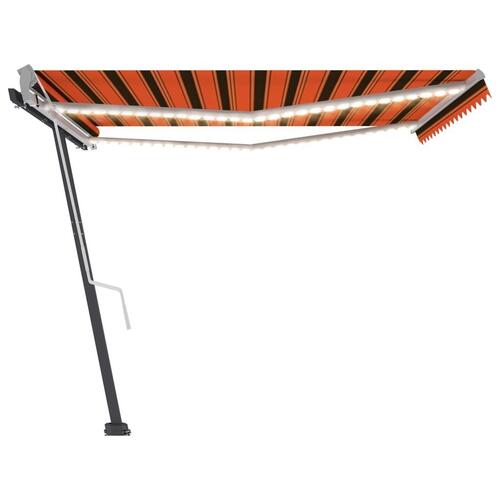 Markise m. LED-lys 400x300 cm manuel betjening orange og brun