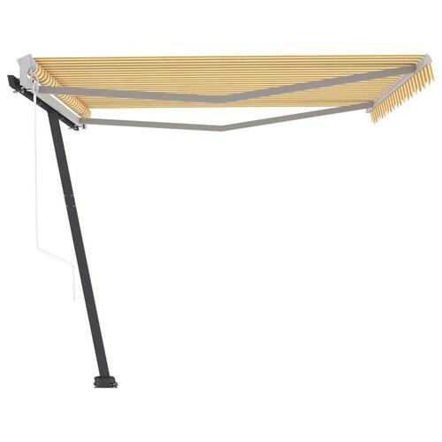 Fritstående markise 400x300 cm automatisk betjening gul og hvid
