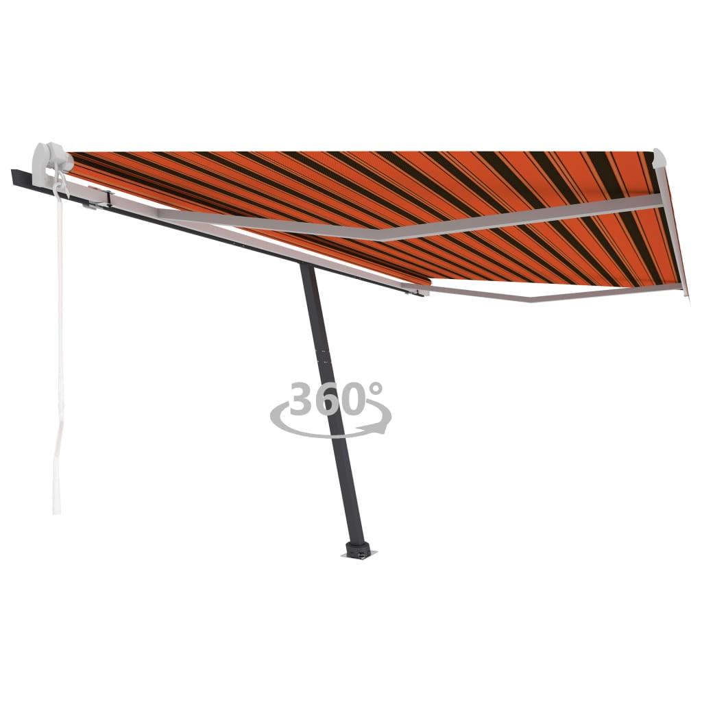 Fritstående markise 400x300 cm automatisk betjening orange/brun