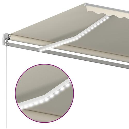 Markise m. LED + vindsensor 400x300 cm automatisk cremefarvet