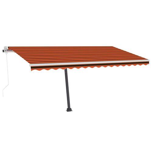 Markise m. LED + vindsensor 400x300 cm automatisk orange/brun