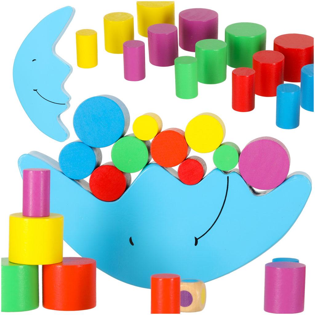 Balance-spil i træ - Balancerende måne, Montessori billede