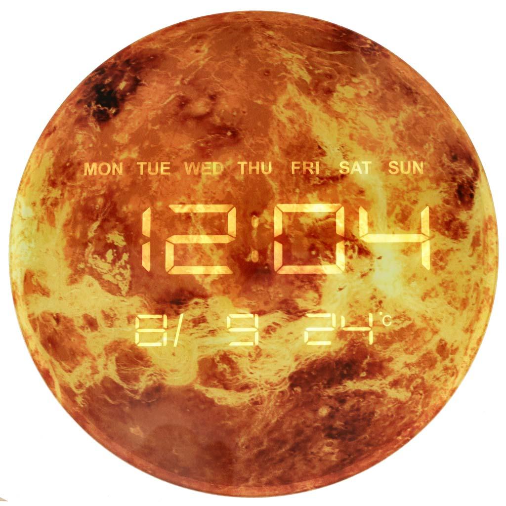 Vægur med LED - Planet Mars, orange, 32 cm billede
