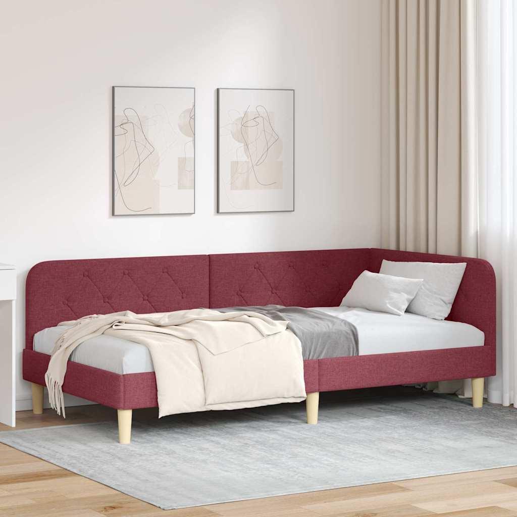 Hjørnesengramme med hovedgærde Vinrød 90 x 190 cm Stof billede