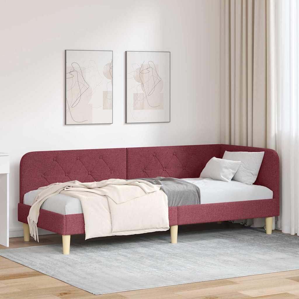 Hjørnesengramme med hovedgærde Vinrød 80 x 200 cm Stof billede