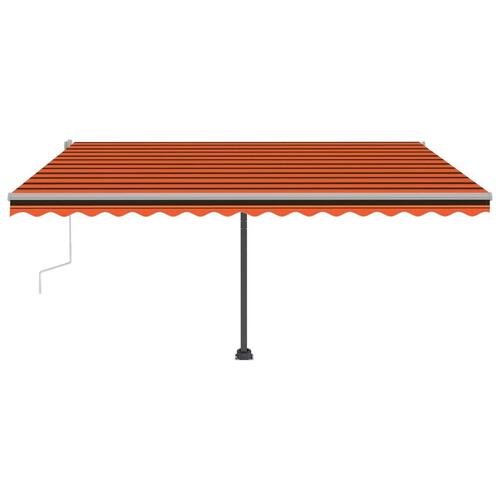 Markise m. LED-lys 450x300 cm manuel betjening orange og brun