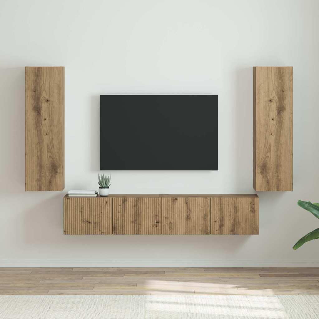 TV vægskab 2 stk Artisan eg 30 x 31 x 100 cm Konstrueret træ billede