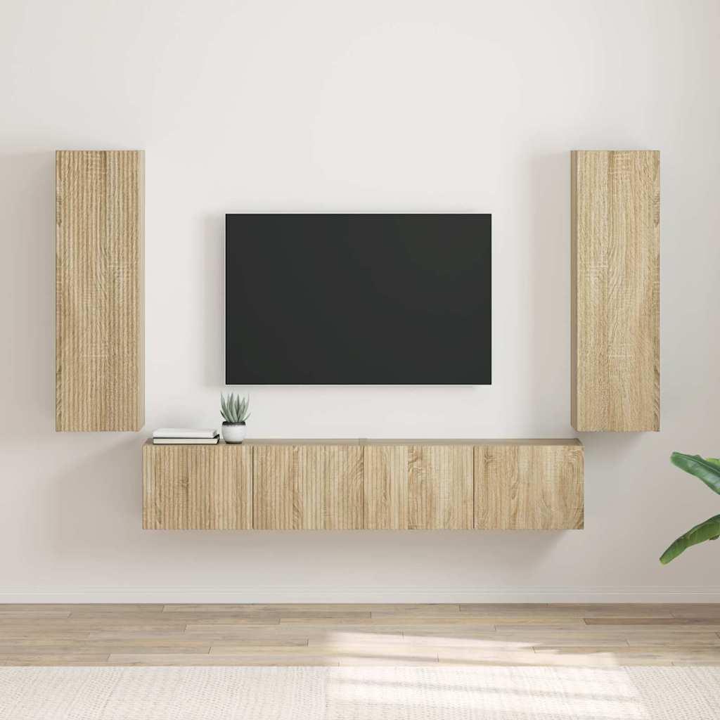 TV vægskab 2 stk Sonoma 30 x 31 x 100 cm Konstrueret træ billede