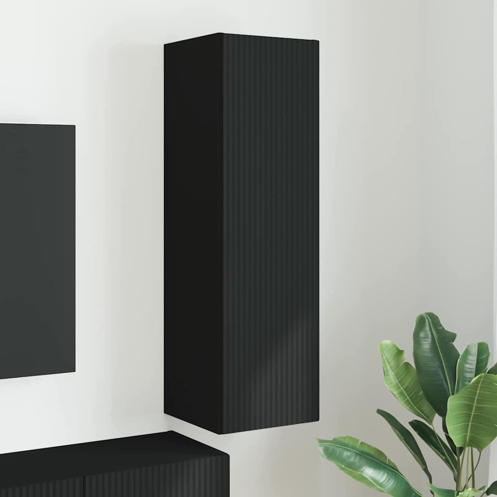 TV vægskab Vægmonteret Sort 30 x 31 x 100 cm Konstrueret træ billede