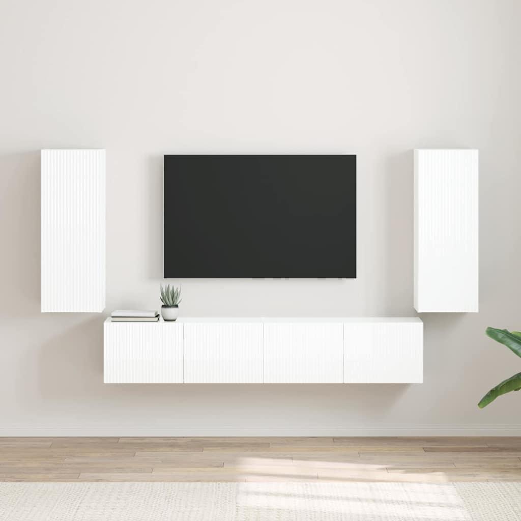 TV vægskab 2 stk Gloss Hvid 30 x 31 x 80 cm Konstrueret træ billede