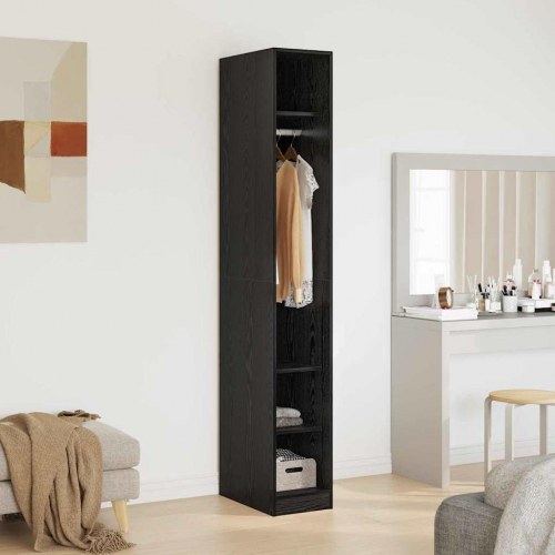 Garderobeskab i sort eg 50 × 30 × 200 cm - konstrueret træ, fritstående