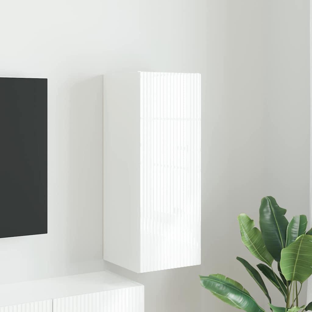 TV vægskab Gloss Hvid 30 x 31 x 80 cm Konstrueret træ billede