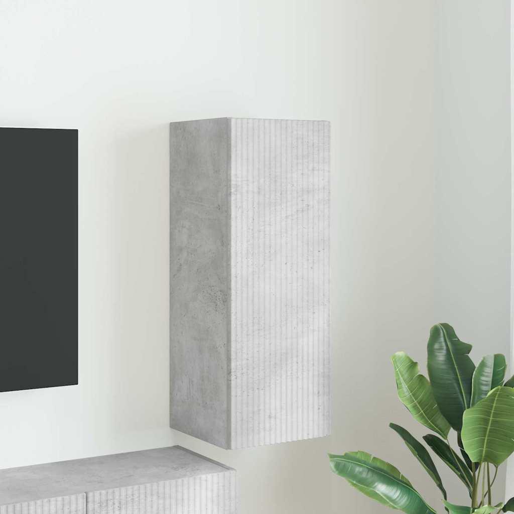 TV vægskab Vægmonteret Beton 30 x 31 x 80 cm Konstrueret træ billede