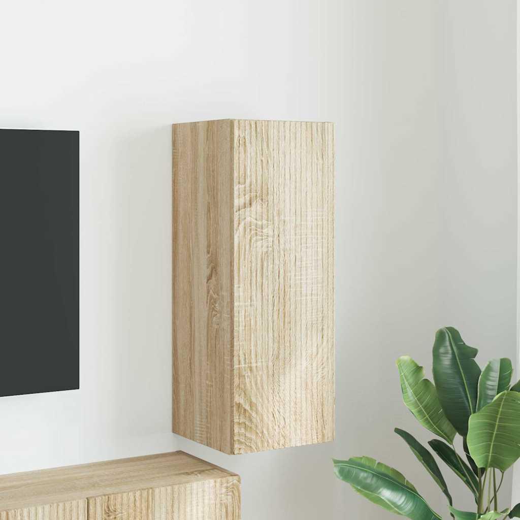 TV vægskab Vægmonteret Sonoma 30 x 31 x 80 cm Konstrueret træ billede