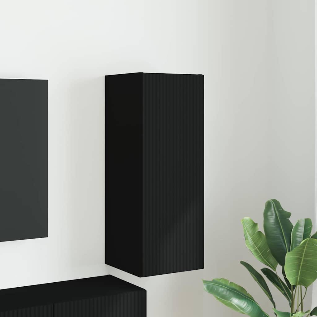 TV vægskab Vægmonteret Sort 30 x 31 x 80 cm Konstrueret træ billede