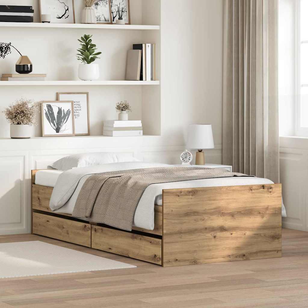 Sengestel Artisan Egetræ 100 x 200 cm Massiv fyrretræ billede