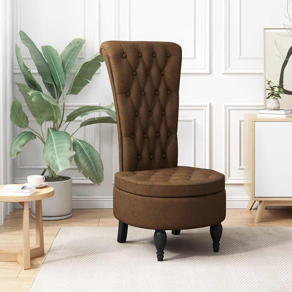 Sækkestol Brun 56,5 x 70 x 110 cm Faux Suede Læder billede
