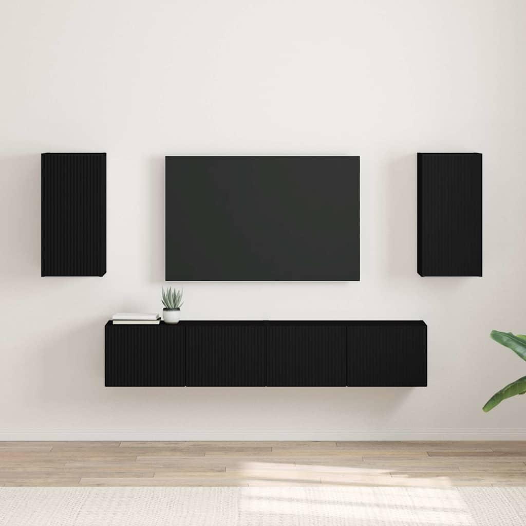 TV vægskab 2 stk Sort 30 x 31 x 60 cm Konstrueret træ billede