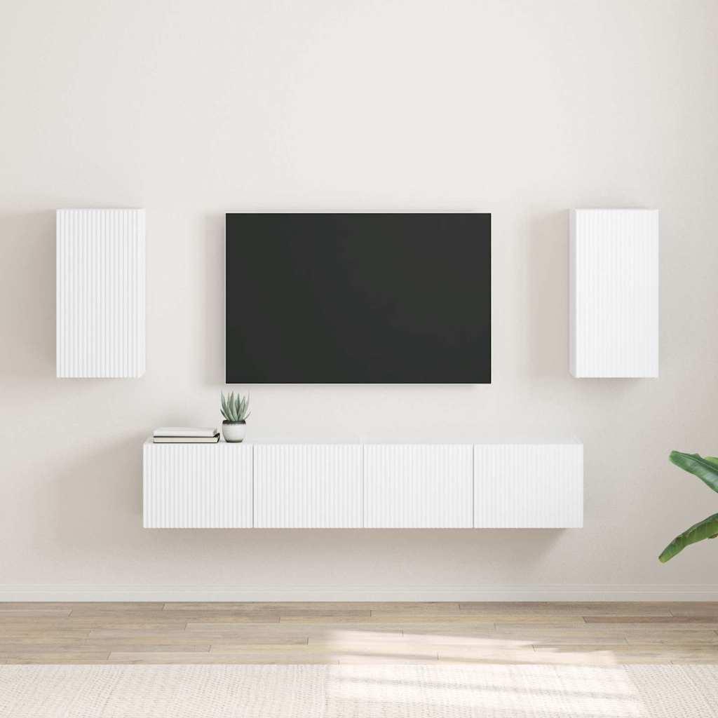 TV vægskab 2 stk Hvid 30 x 31 x 60 cm Konstrueret træ billede
