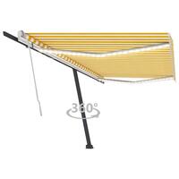 Markise m. LED-lys 500x300 cm manuel betjening gul og hvid