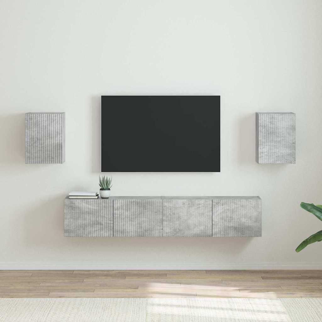 TV vægskab 2 stk Beton 30 x 31 x 40 cm Konstrueret træ billede