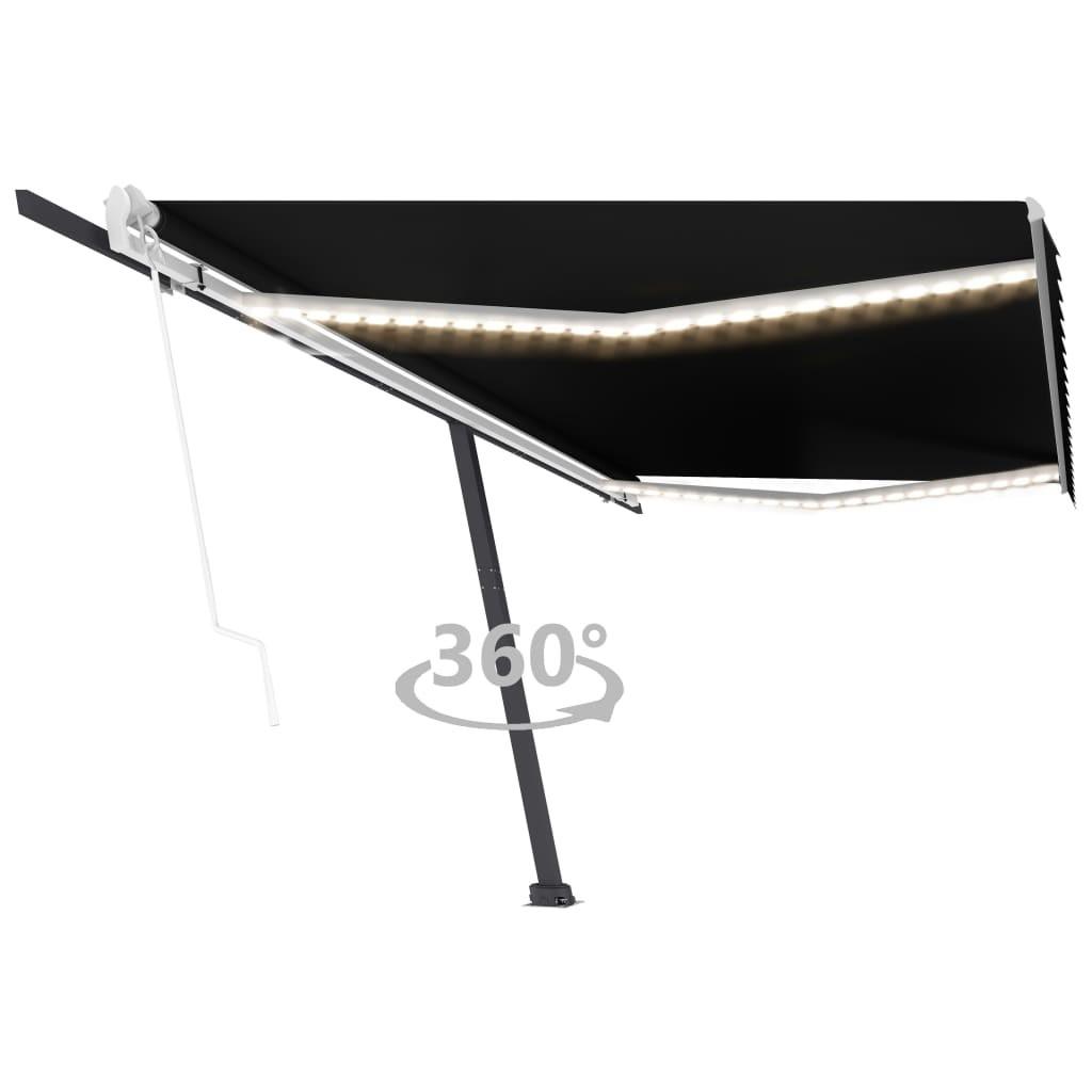 Markise m. LED + vindsensor 500x300 cm automatisk antracitgrå