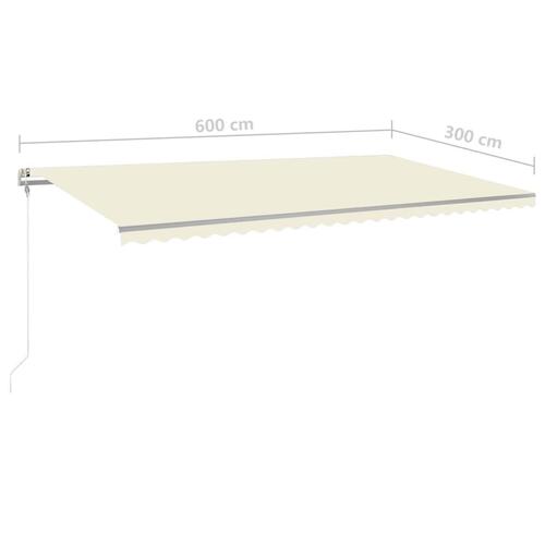 Fritstående markise 600x300 cm manuel betjening cremefarvet
