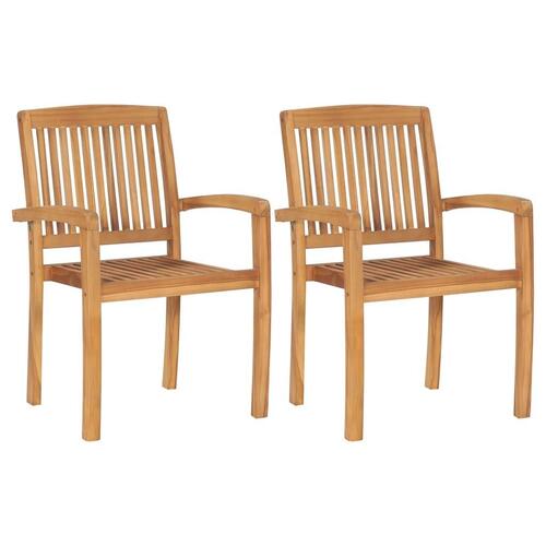 Havestole 2 stk. med beige hynder massivt teaktræ