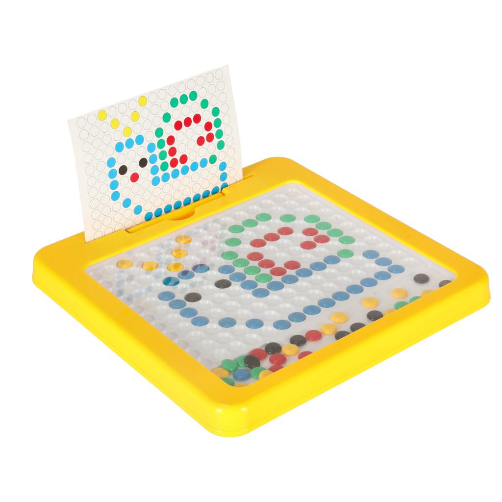 Magnetisk mosaiktavle med prikker - gul, 26 × 26 cm (Montessori) billede