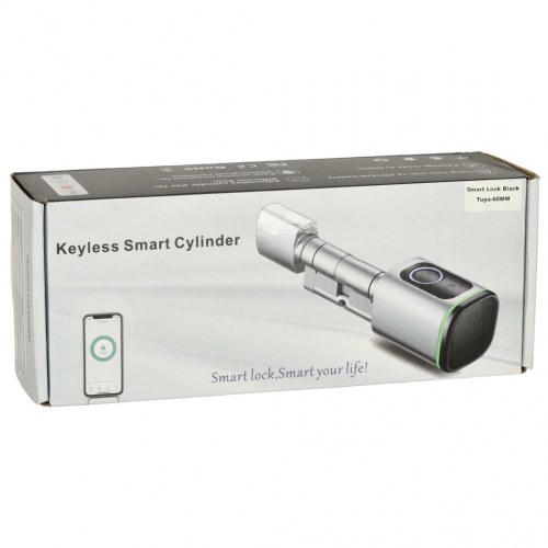 Smart dørlås med fingeraftryk – indstikscylinder, sort