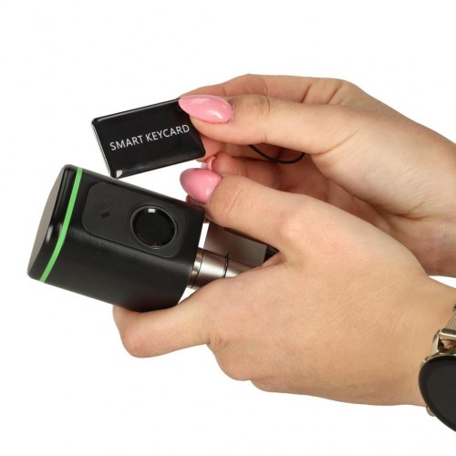 Smart dørlås med fingeraftryk – indstikscylinder, sort