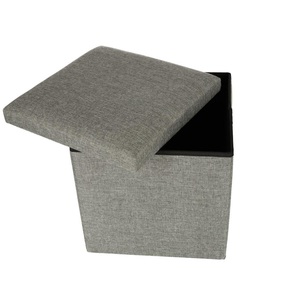 Opbevaringspuf foldbar - grå 38 × 38 × 38 cm billede