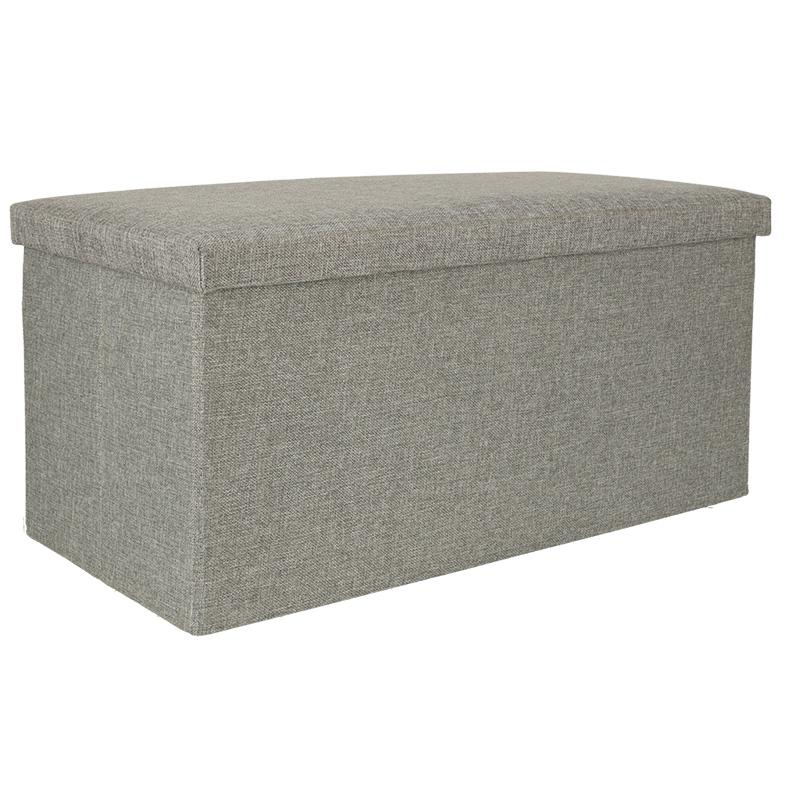 Opbevaringspuf sammenklappelig grå - stor 76 × 38 × 38 cm billede