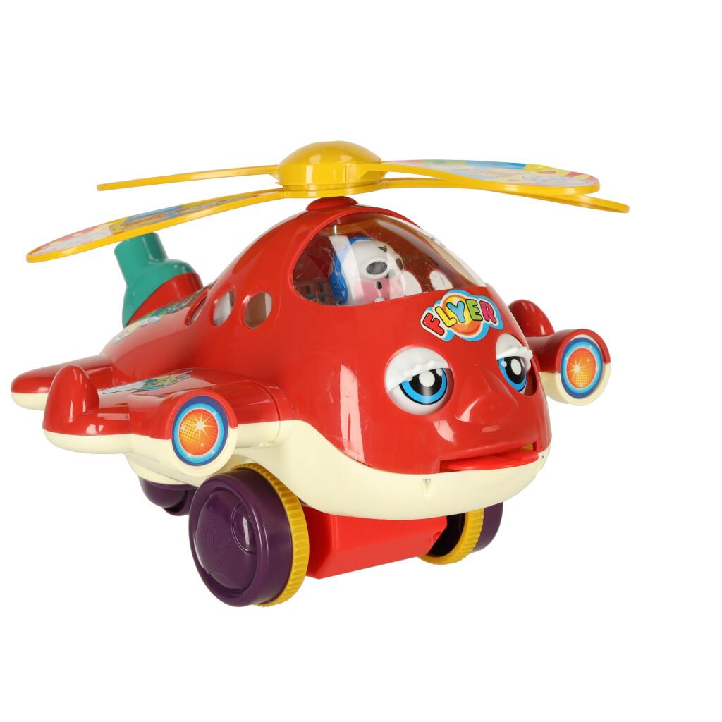Gåbil skubbelegetøj - rød helikopterfly med lyd billede