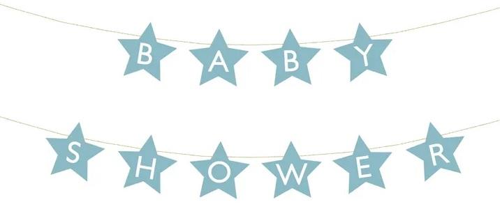 Guirlande til babyshower - stjerner, lyseblå, 290 × 16,5 cm billede