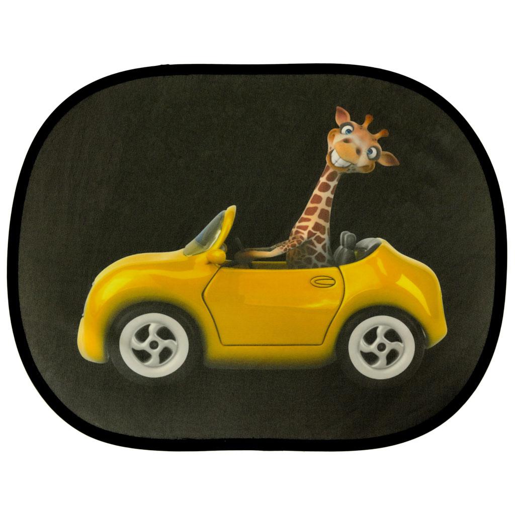 Solskærm til bilrude - statisk, sæt med 2, girafmotiv, 44 × 36 cm billede