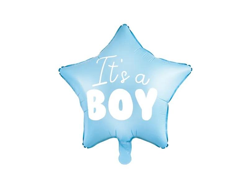 Folieballon stjerne - It’s a boy, lyseblå 48 cm billede