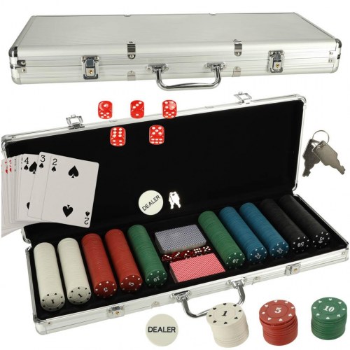 Poker sæt i kuffert - 500 jetoner, 2 kortspil