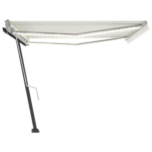 Markise m. LED-lys 400x350 cm manuel betjening cremefarvet