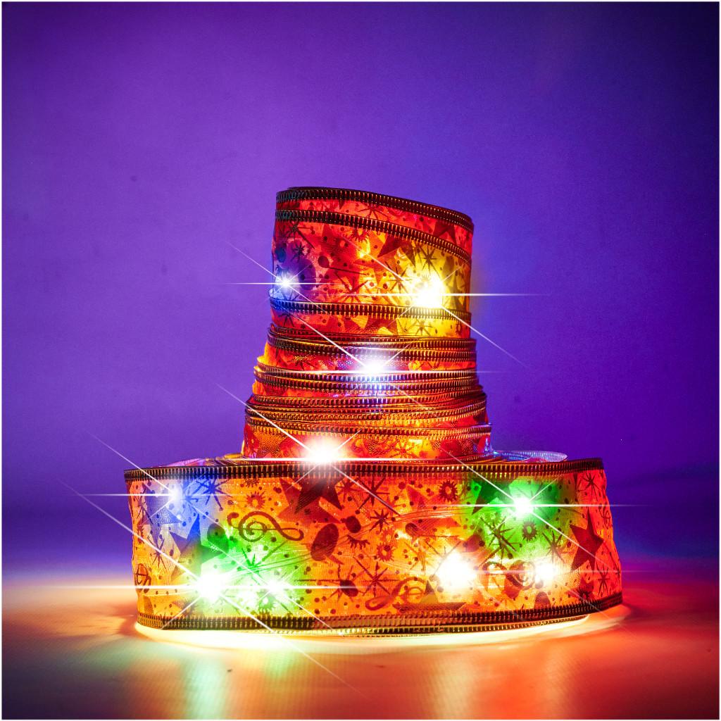 Julelys LED bånd 10 m - 100 lys, multicolor, batteri billede